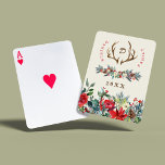 Weihnachten rustikale Familie Monogramm Name Aquar Spielkarten<br><div class="desc">Rustikale elegante Hirschantler und Aquarell saisonale Blumenfamilie personalisierte Weihnachtsfeste traditionelle Spielkarten mit vollständig bearbeitbarem Text.              Einfach an Ihren Familiennamen,  Ihren Anfangsnamen und Ihr Jahr anzupassen.</div>