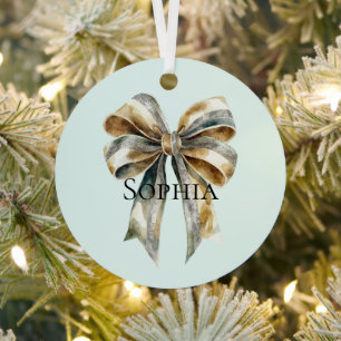 Weihnachten Rustikale grüne Goldbucht Personalisie Ornament Aus Metall