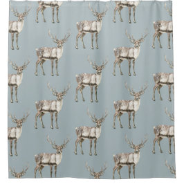 Weihnachten Rustikale Hirschpine grün Duschvorhang