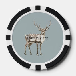 Weihnachten Rustikale Hirschpine Grün Personalisie Pokerchips