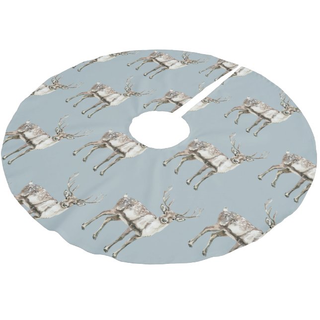 Weihnachten Rustikale Hirschpine grün Polyester Weihnachtsbaumdecke (Schrägansicht)