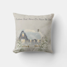 Weihnachten Rustikale Hütte Winter Schneewald Kissen