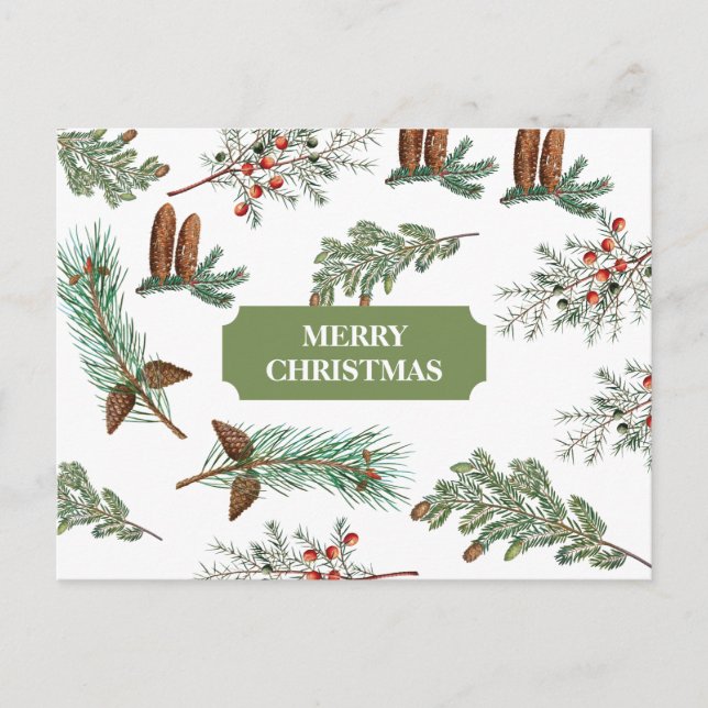Weihnachten Rustikale Konifers Pine Frohe Weihnach (Vorderseite)