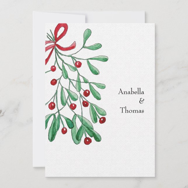 Weihnachten Rustikale Mistletoe Wasserfarbe Handge Ankündigung (Vorderseite)