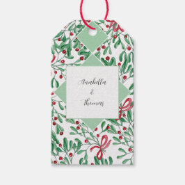 Weihnachten Rustikale Mistletoe Wasserfarbe Handge Geschenkanhänger