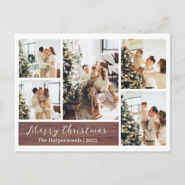 Weihnachten Rustikale Rentierfamilie Foto Collage (Vorderseite)