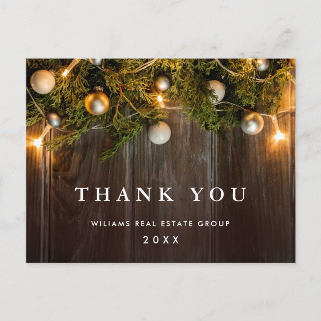 Weihnachten Rustikale Unternehmen Vielen Dank für  Postkarte (Vorderseite)