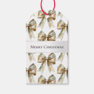 Weihnachten Rustikale weiße grüne Goldene Bogen Geschenkanhänger