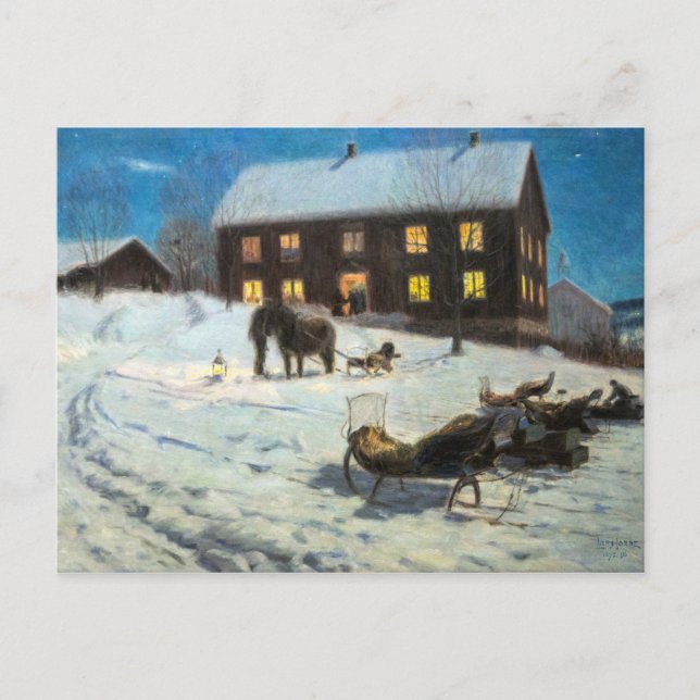 Weihnachten Rustikale Winter Zuhause Postkarte (Vorderseite)