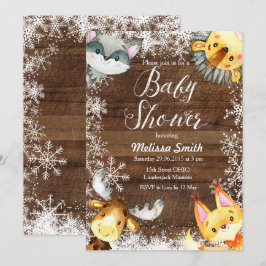 Weihnachten Rustikale Woodland Babydusche Einladun Einladung