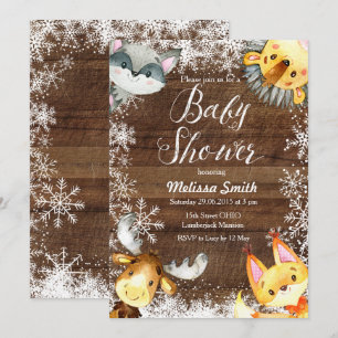 Weihnachten Rustikale Woodland Babydusche Einladun Einladung