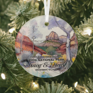 Weihnachten Rustikale Zion Nationalpark Verlobtes  Ornament Aus Glas