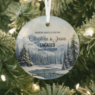 Weihnachten Rustikaler Fluss Couple Engage Blue Ornament Aus Glas