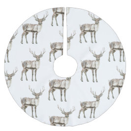 Weihnachten Rustikaler Hirsch Polyester Weihnachtsbaumdecke