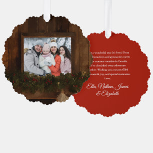 Weihnachten Rustikaler Winter Kamin Foto Ornament Karte