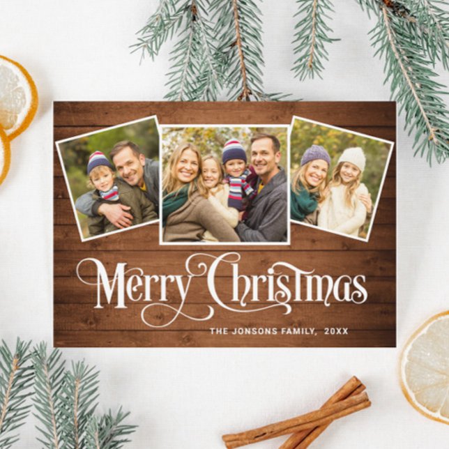 Weihnachten Rustikales Braunholz 3 FOTO Magnetkart Magnetkarte (Von Creator hochgeladen)
