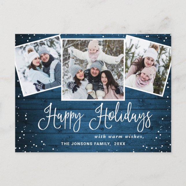 Weihnachten Rustikales Holz 3 FOTO Grußurlaub Postkarte (Vorderseite)