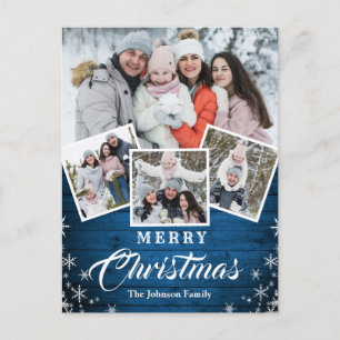 Weihnachten Rustikales Holz 4 PHOTO Grußkarte Feie Postkarte