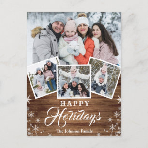 Weihnachten Rustikales Holz 4 PHOTO Grußkarte Feie Postkarte