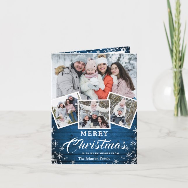 Weihnachten Rustikales Holz 6 FOTO Gruß (Vorderseite)