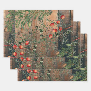 Weihnachten Rustikales Holz frohe Weihnachten Geschenkpapier Set
