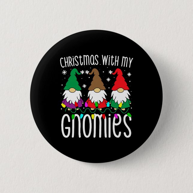 Weihnachten S für Familiengeschenke Niedlich Gnome Button (Vorderseite)