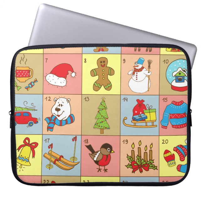 Weihnachten: Sammlung von Doodle-Elementen Laptopschutzhülle (Vorderseite)