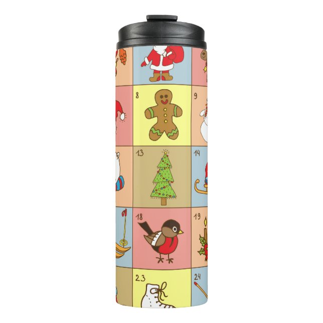 Weihnachten: Sammlung von Doodle-Elementen Thermosbecher (Vorderseite)