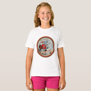 Weihnachten Sankt, die ein altes Flugzeug fliegt T-Shirt