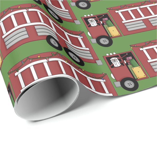 Weihnachten Sankt, die Feuer-LKW-Party fährt, Geschenkpapier (Rolleneckpunkt)