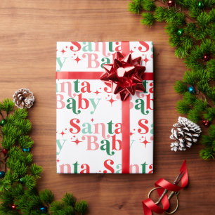 Weihnachten Santa Baby farbenfrohe Retro-Schrift Geschenkpapier