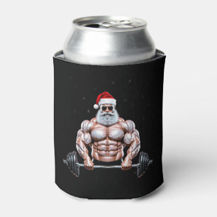 Weihnachten Santa Bodybuilder Gewichtheben Fitness Dosenkühler