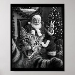 Weihnachten Santa Claus Frohe X-mas Lustige Katze Poster
