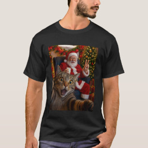 Weihnachten Santa Claus Frohe X-Mas Lustige Katze T-Shirt