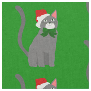 weihnachten santa claus hut graue katze stoff