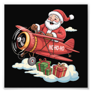 Weihnachten Santa Claus Pilot Fliegendes Flugzeug Fotodruck