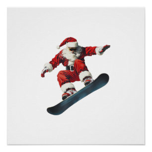 Weihnachten Santa Claus Schneebrett Schneesport Sc Poster