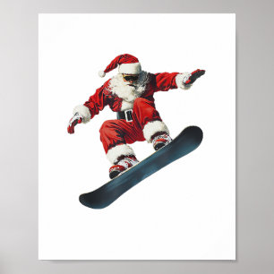 Weihnachten Santa Claus Snowboard Snowboardfahren Poster