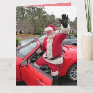 WEIHNACHTEN SANTA CLAUS SPORTWAGEN GROSSE KARTE