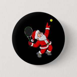 Weihnachten Santa Claus Tennis Spaß Jungen Mädchen Button
