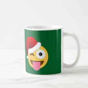 weihnachten santa claus zwinkerndes emoji kaffeetasse