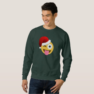 weihnachten santa claus zwinkerndes emoji männer s sweatshirt