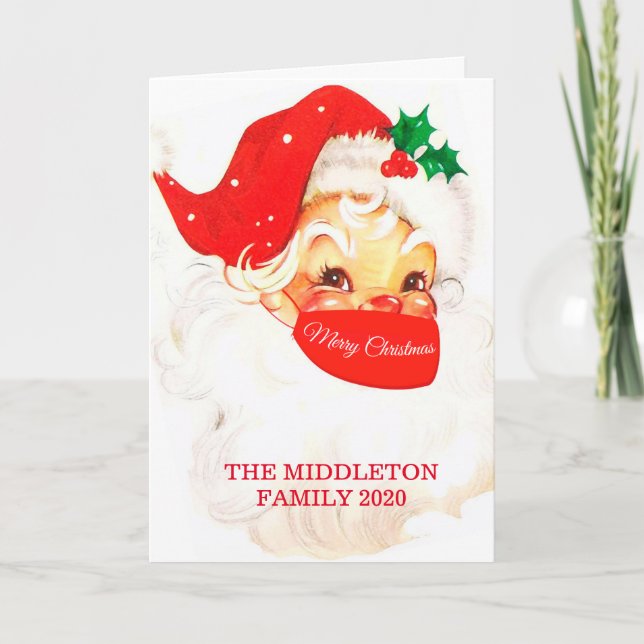 Weihnachten Santa Corona Maske Soziale Distanz Rot Karte (Vorderseite)