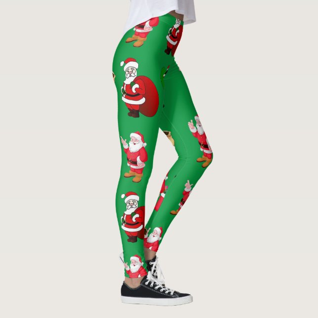 Weihnachten santa Geschenksmuster Mädchen Frauen Leggings (Rechts)