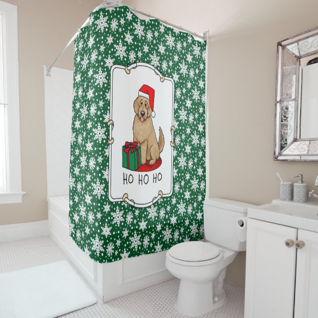 Weihnachten Santa Goldendoodle (goldrot) Hund Nied Duschvorhang (Beispiel)