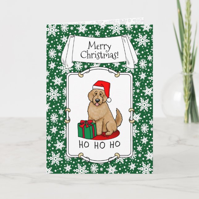 Weihnachten Santa Goldendoodle (goldrot) Hund Nied Karte (Vorderseite)