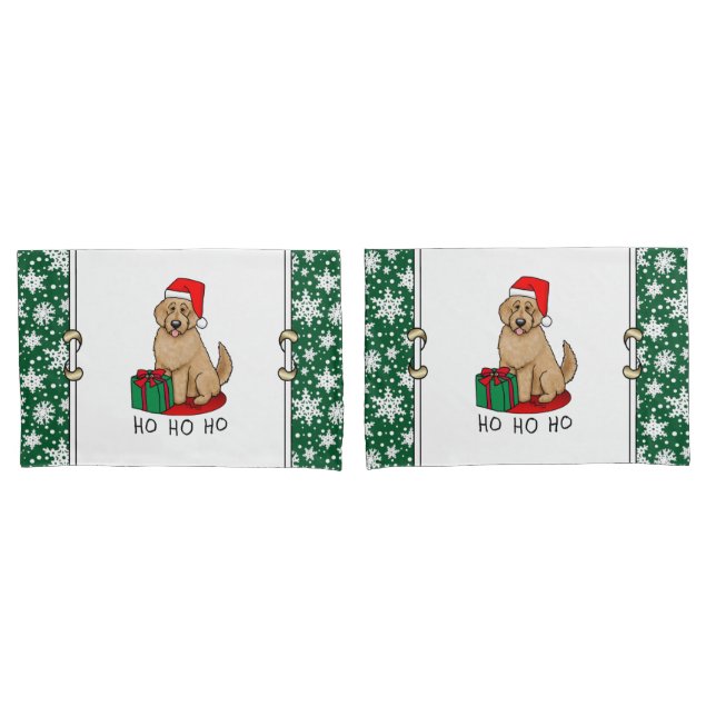 Weihnachten Santa Goldendoodle (goldrot) Hund Nied Kissenbezug (Vorderseite-Set)