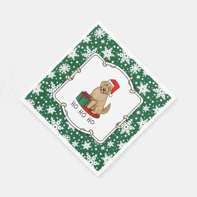 Weihnachten Santa Goldendoodle (goldrot) Hund Nied Serviette (Ecke)