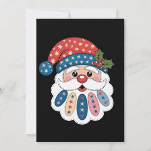 Weihnachten Santa Patchwork Schneeflocke Stechpalm Einladung