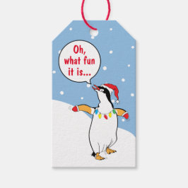 Weihnachten Santa Penguin sagt Geschenkanhänger